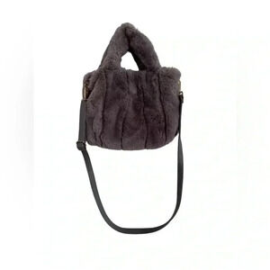 Free People Dolce Faux Fur Micro Crossbody Tote Gray